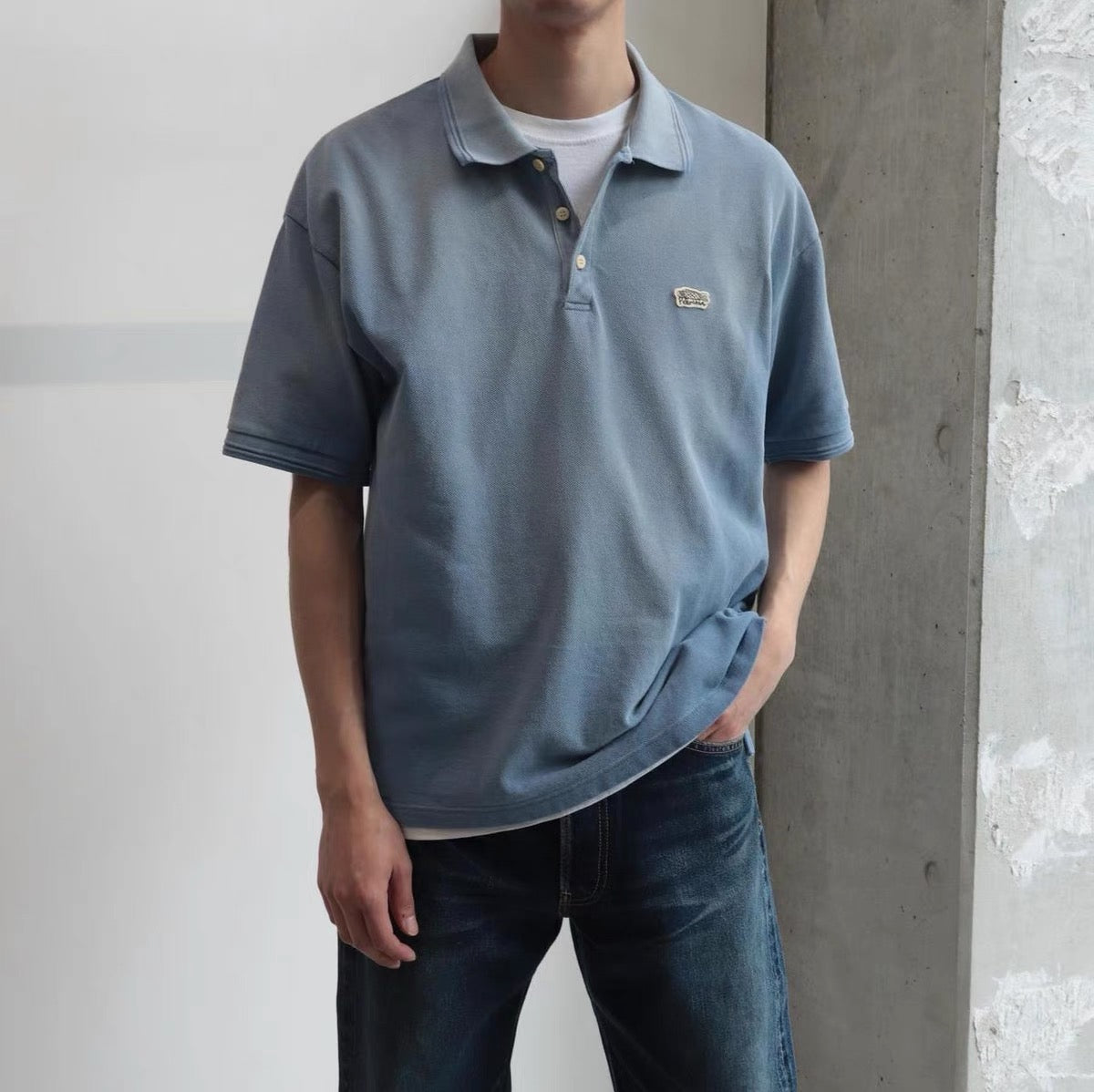 VISVIM KOFU JUMBO WELLER DMGD washed distressed Polo shirt carp