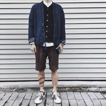 VISVIM 23SS FLUXUS03 Nakamura casual loose ink-splashed corduroy work shorts