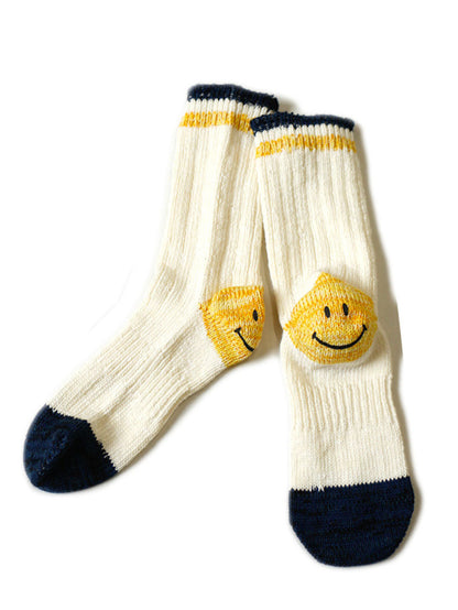 KAPITAL Hirata Kazuhiro colorblock print smiley face cotton blend high-top casual sports socks