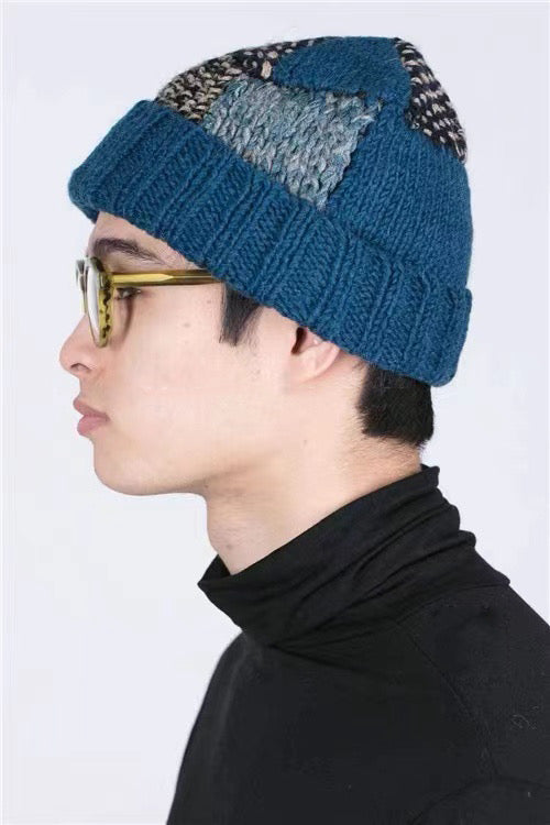 KAPITAL casual hand-knitted wool blend retro patchwork warm beanie