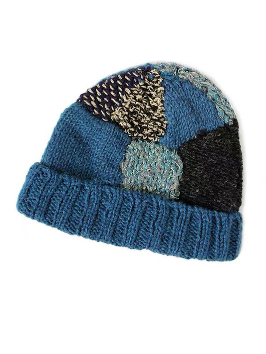 KAPITAL casual hand-knitted wool blend retro patchwork warm beanie