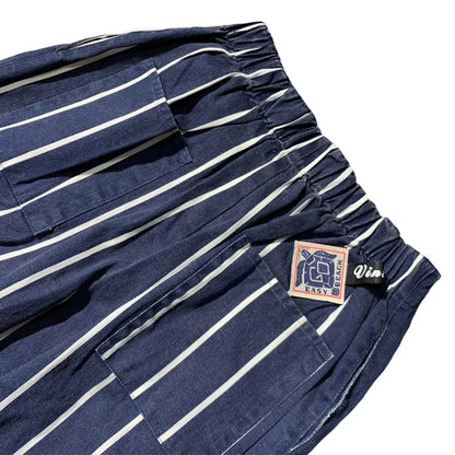 KAPITAL Kazuhiro Hirata cotton and linen striped belt adjustable casual trousers