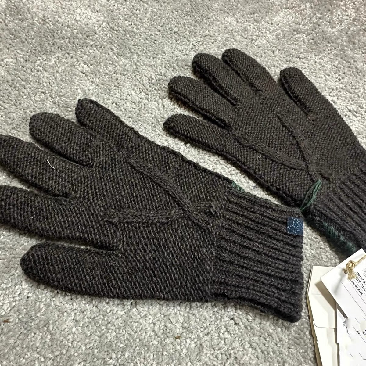 VISVIM KNIT GLOVE N.D. Limited edition knitted wool blue dyed gloves