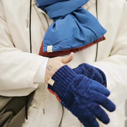 VISVIM KNIT GLOVE N.D. Limited edition knitted wool blue dyed gloves