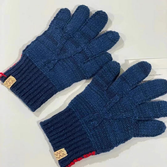 VISVIM KNIT GLOVE N.D. Limited edition knitted wool blue dyed gloves