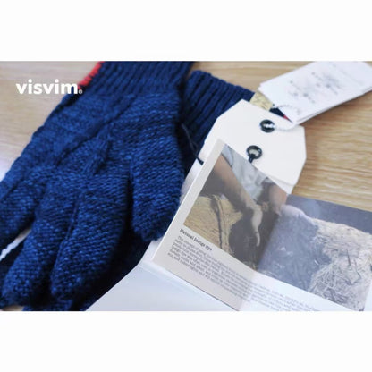 VISVIM KNIT GLOVE N.D. Limited edition knitted wool blue dyed gloves