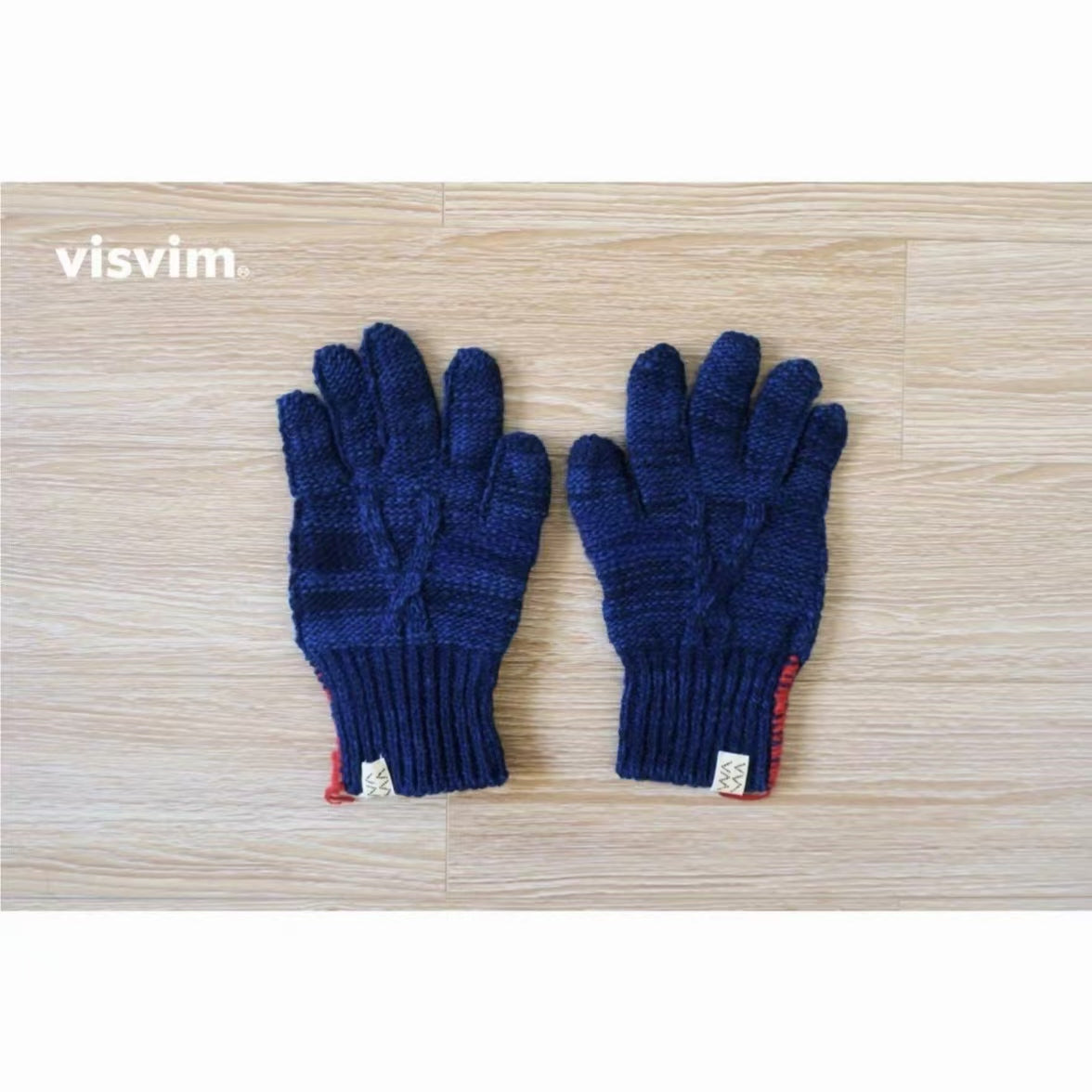 VISVIM KNIT GLOVE N.D. Limited edition knitted wool blue dyed gloves