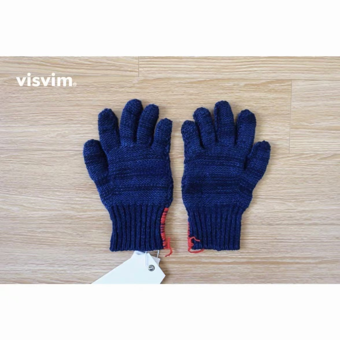 VISVIM KNIT GLOVE N.D. Limited edition knitted wool blue dyed gloves