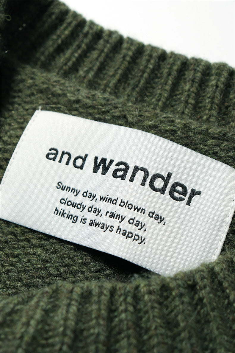 and wander shetland wool crewneck technical sweater