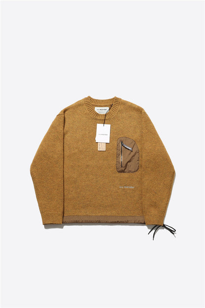 and wander shetland wool crewneck technical sweater