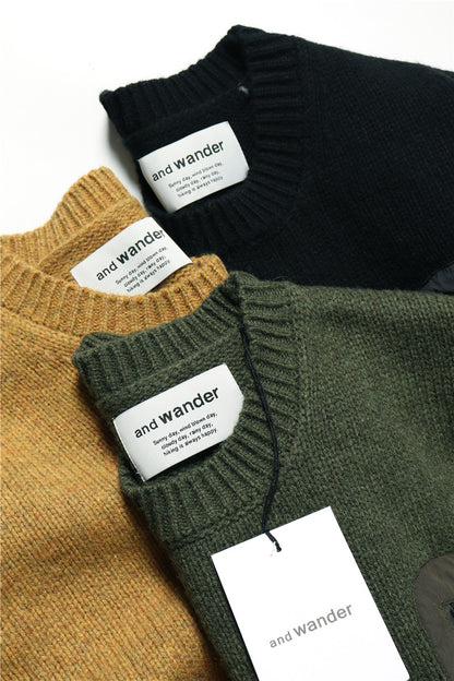 and wander shetland wool crewneck technical sweater