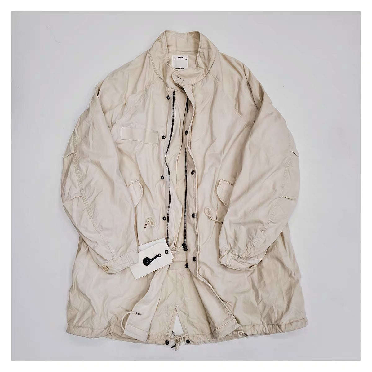 VISVIM SIX-FIVE FISHTAIL PARKA mud-dyed distressed military style fishtail windbreaker