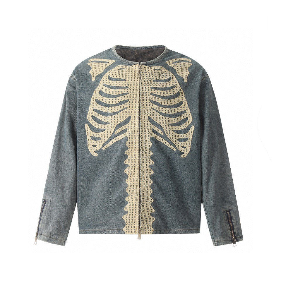 KAPITAL Hirata Kazuhiro bone embroidered denim jacket