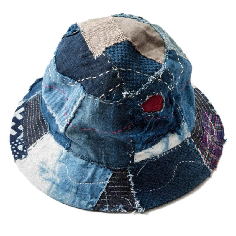 KAPITAL Hirata Kazuhiro's bucket hat stitching pure handmade ragged old fashion