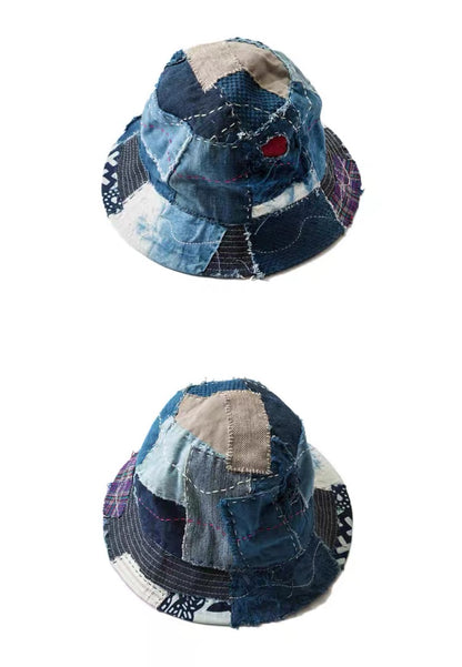 KAPITAL Hirata Kazuhiro's bucket hat stitching pure handmade ragged old fashion