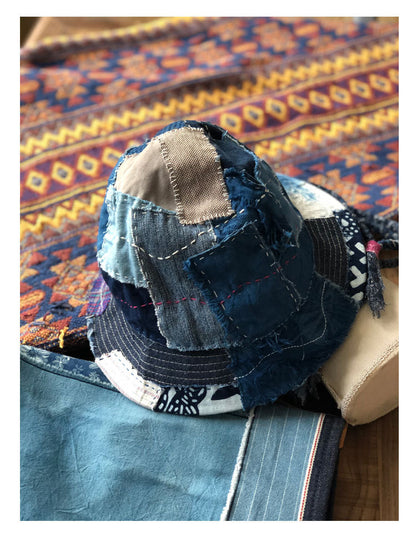 KAPITAL Hirata Kazuhiro's bucket hat stitching pure handmade ragged old fashion