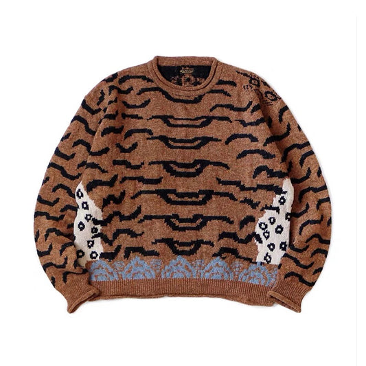 KAPITAL Kazuhiro Hirata Tiger pattern crew neck sweater