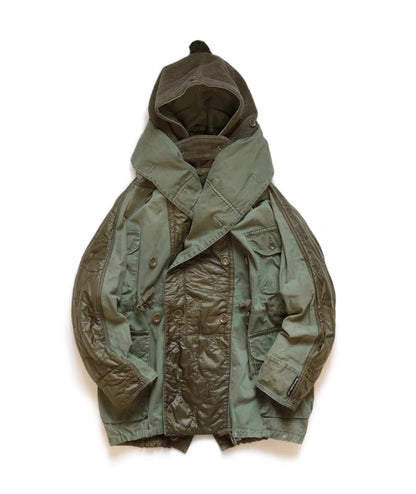 KAPITAL 23AW Hirata Kazuhiro batik washed hooded patchwork quilted jacket