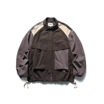 PD|Colorblock Jacket Contrast Heavy Washed Lapel Harrington Work Jacket