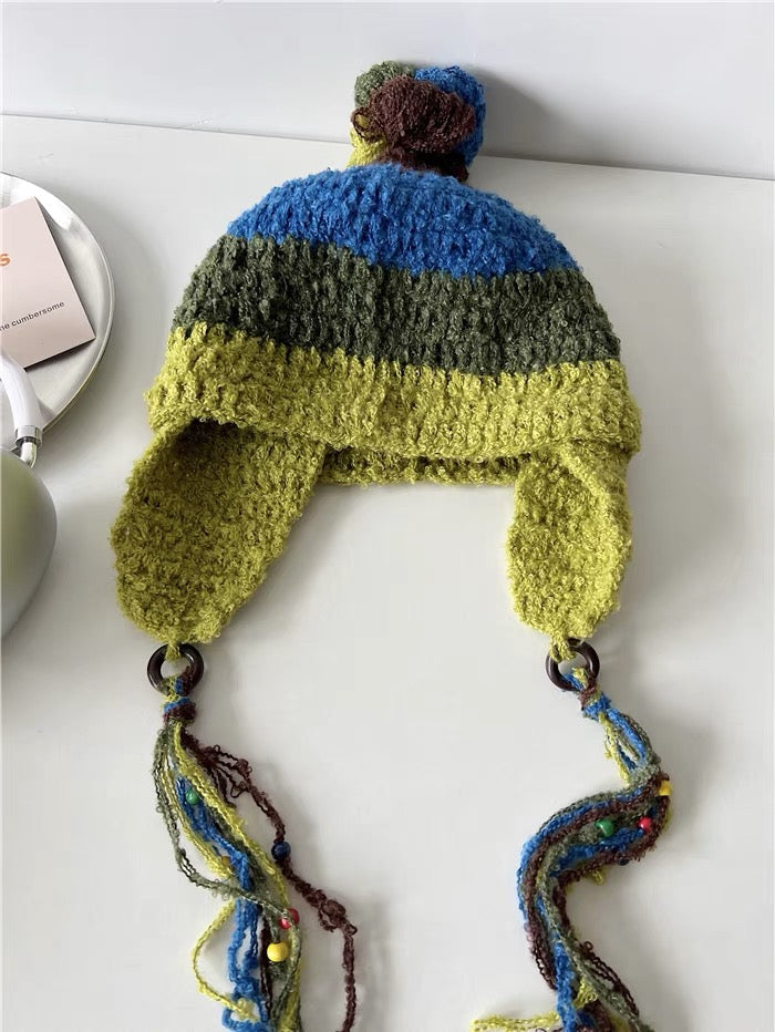 Colorful knitted warm hat