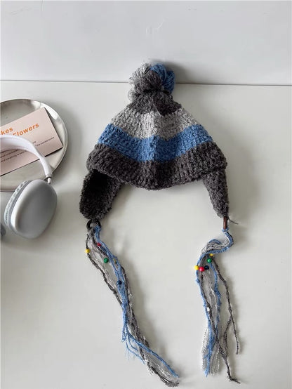 Colorful knitted warm hat