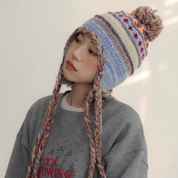 Colorful knitted warm hat