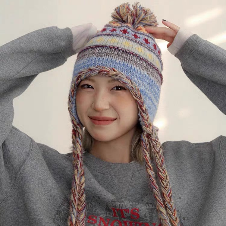 Colorful knitted warm hat