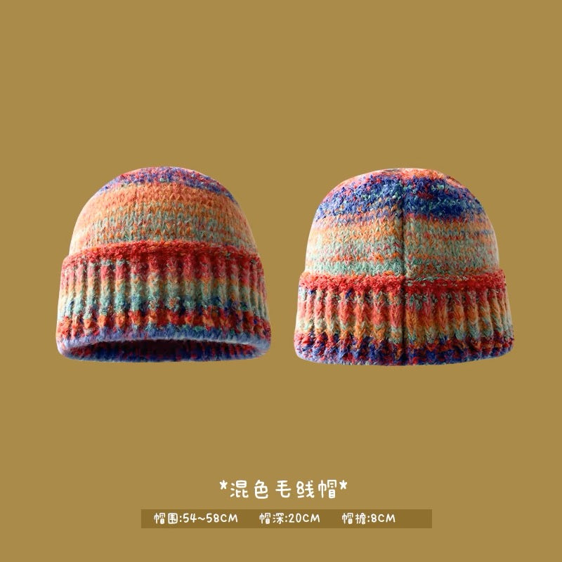 Designer collaboration beanie hat vintage knitted colorful