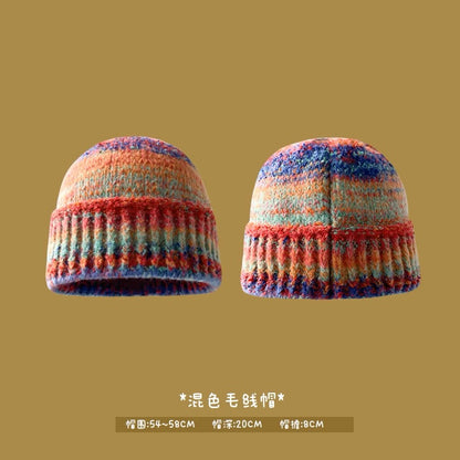 Designer collaboration beanie hat vintage knitted colorful