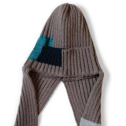 KAPITAL Autumn and Winter Warm Two-in-One Patch Knitted Beanie Scarf