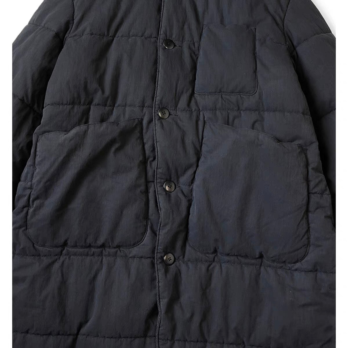 KAPITAL Mid-length Five-grid Quilt Wrap-style Cotton-padded Jacket