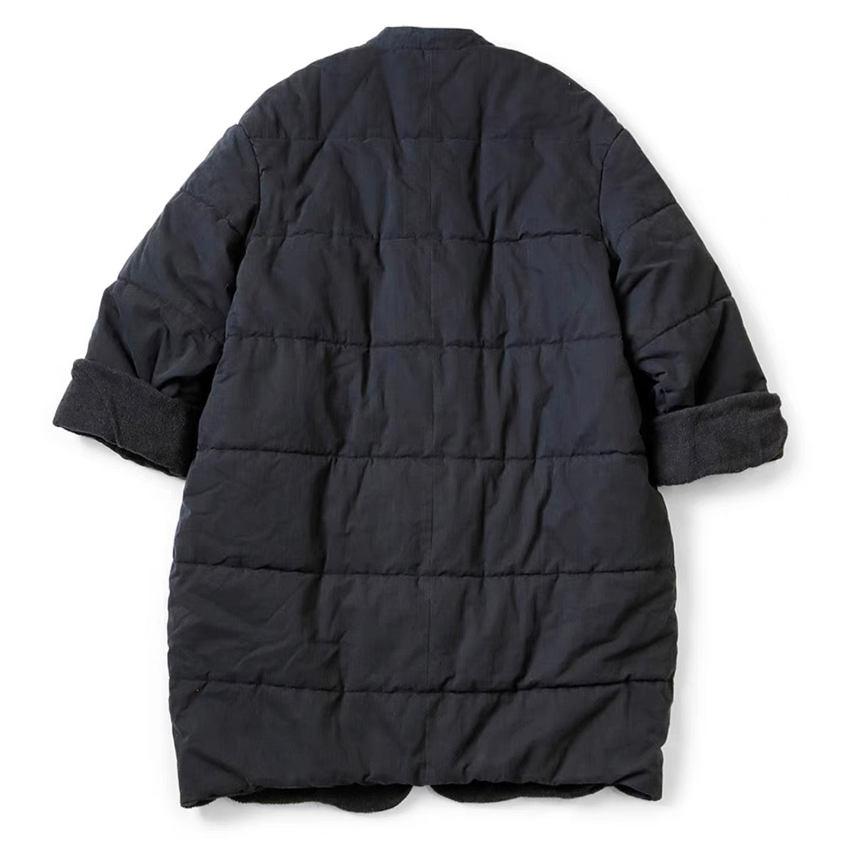 KAPITAL Mid-length Five-grid Quilt Wrap-style Cotton-padded Jacket