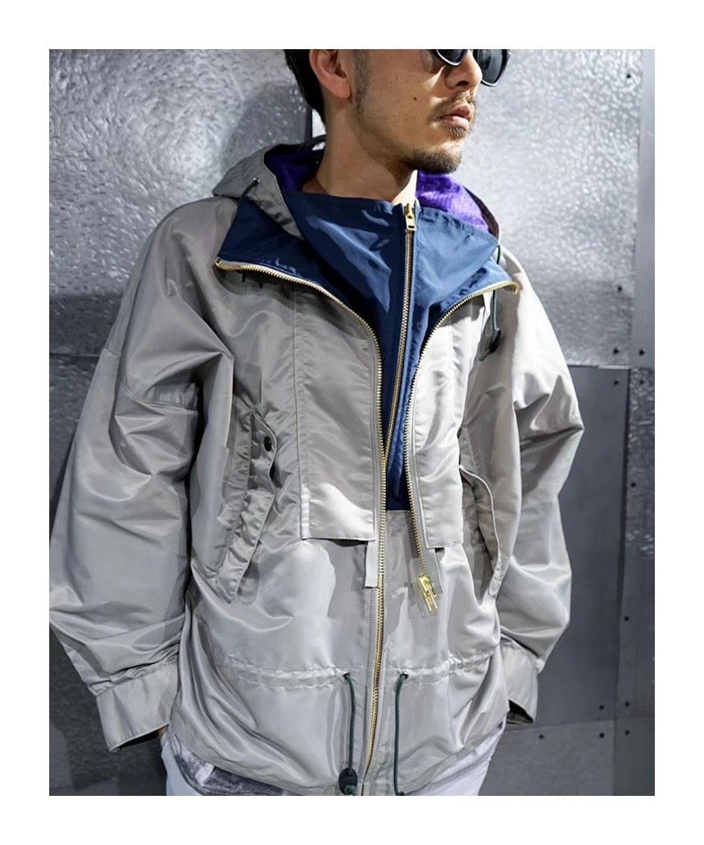 KOLOR Abe Junichi Nylon Waterproof Double Zipper Hooded Jacket