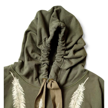 KAPITAL 24AW feather print embroidery loose pullover hoodie