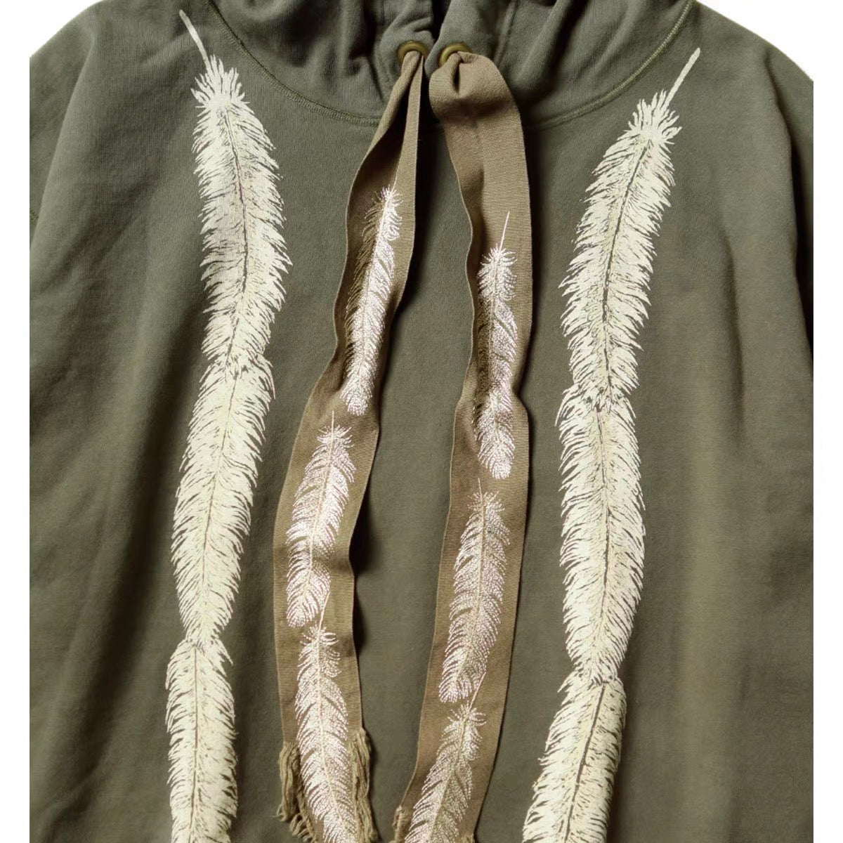 KAPITAL 24AW feather print embroidery loose pullover hoodie