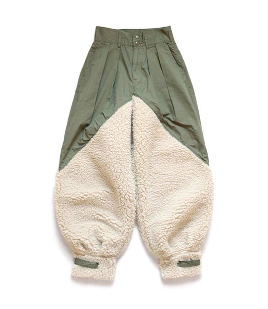 KAPITAL Sherpa-trimmed cargo-style casual trousers