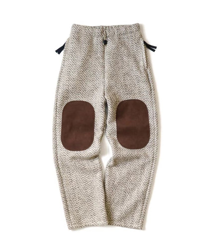 KAPITAL Warm wool fleece suede patch loose elastic casual trousers