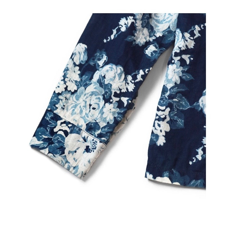 KAPITAL 24AW discharge-dyed blue flower button-down shirt