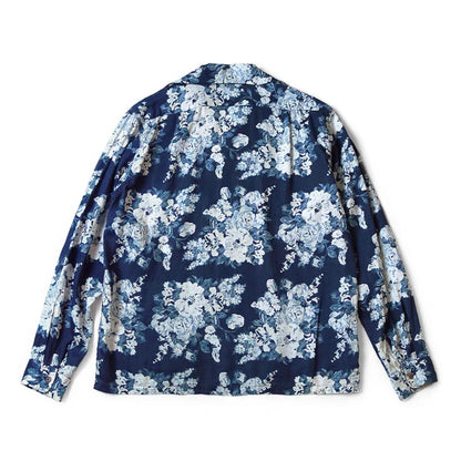 KAPITAL 24AW discharge-dyed blue flower button-down shirt