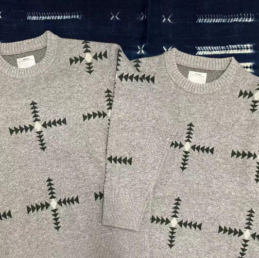 VISVIM KOFU VINTAGE JACQUARD KNIT WOOL CROSS SWEATER