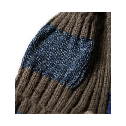 KAPITAL Hirata Kazuhiro two-tone cotton and linen knitted beanie