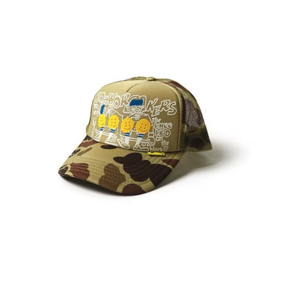 KAPITAL Hirata Kazuhiro camouflage foam print smiley mesh baseball cap