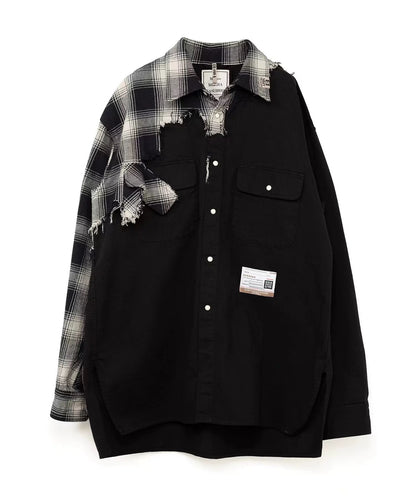 MIHARA YASUHIRO MMY irregular patchwork check shirt jacket