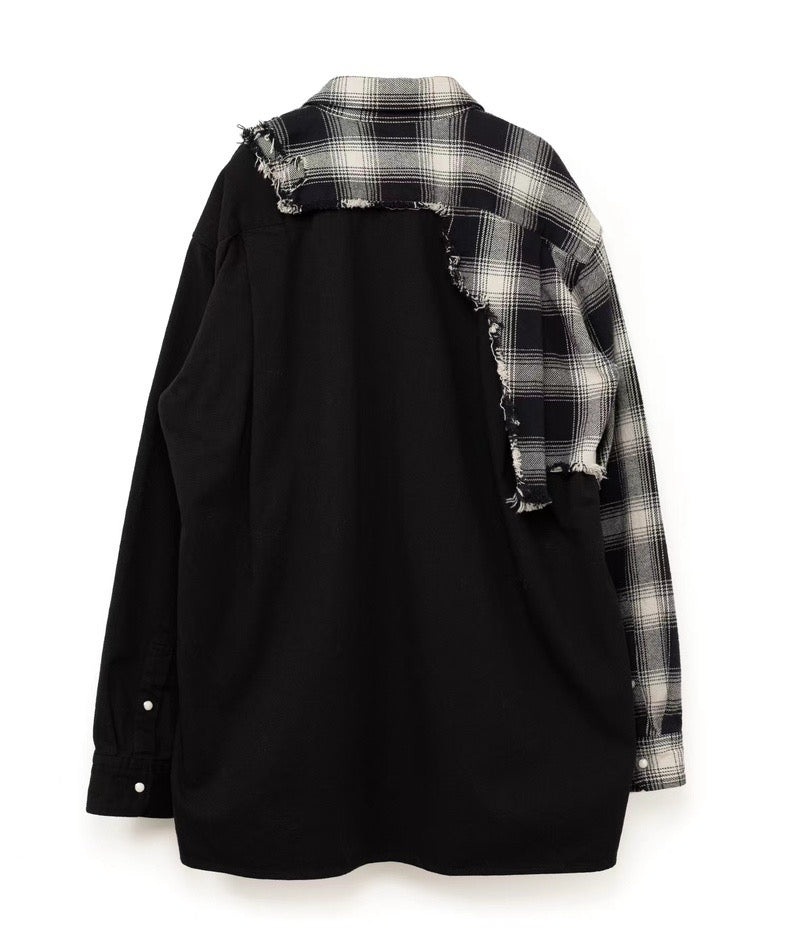 MIHARA YASUHIRO MMY irregular patchwork check shirt jacket