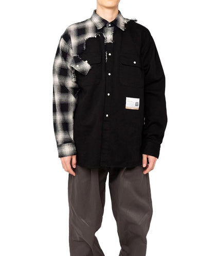 MIHARA YASUHIRO MMY irregular patchwork check shirt jacket