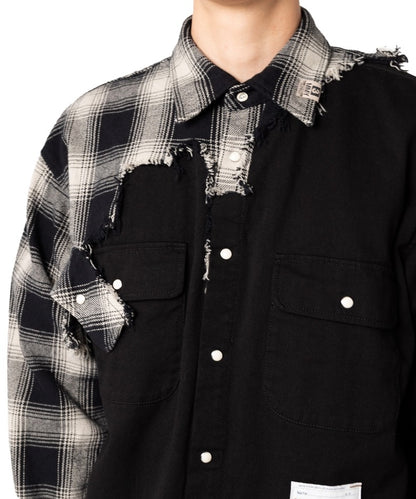 MIHARA YASUHIRO MMY irregular patchwork check shirt jacket