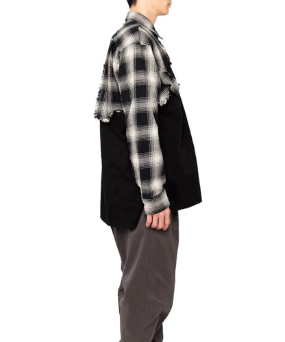 MIHARA YASUHIRO MMY irregular patchwork check shirt jacket