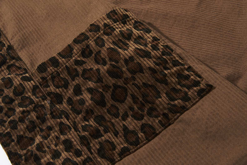 JELADO 24AW corduroy leopard print loose long-sleeved jacket