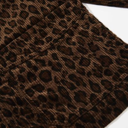 JELADO 24AW corduroy leopard print loose long-sleeved jacket