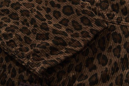 JELADO 24AW corduroy leopard print loose long-sleeved jacket